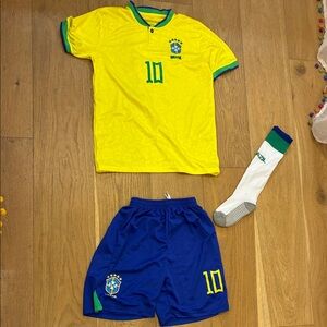 Yellow and Blue Neymar JR Soccer Jersey Set